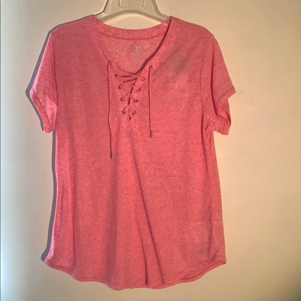 Women's Pink Lace-Up Top